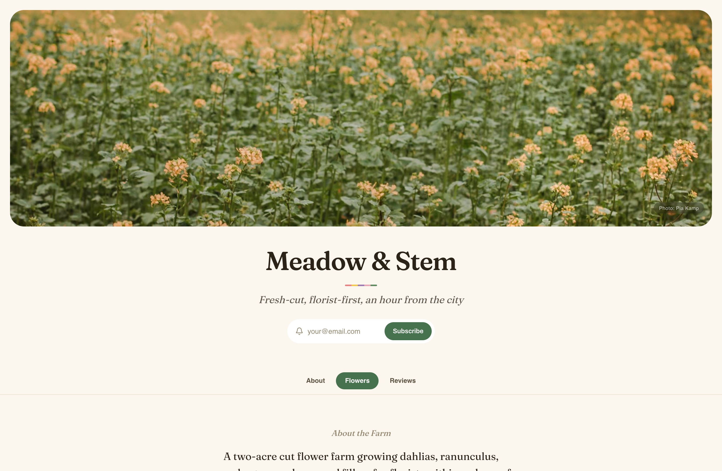A farm storefront in the Garden theme